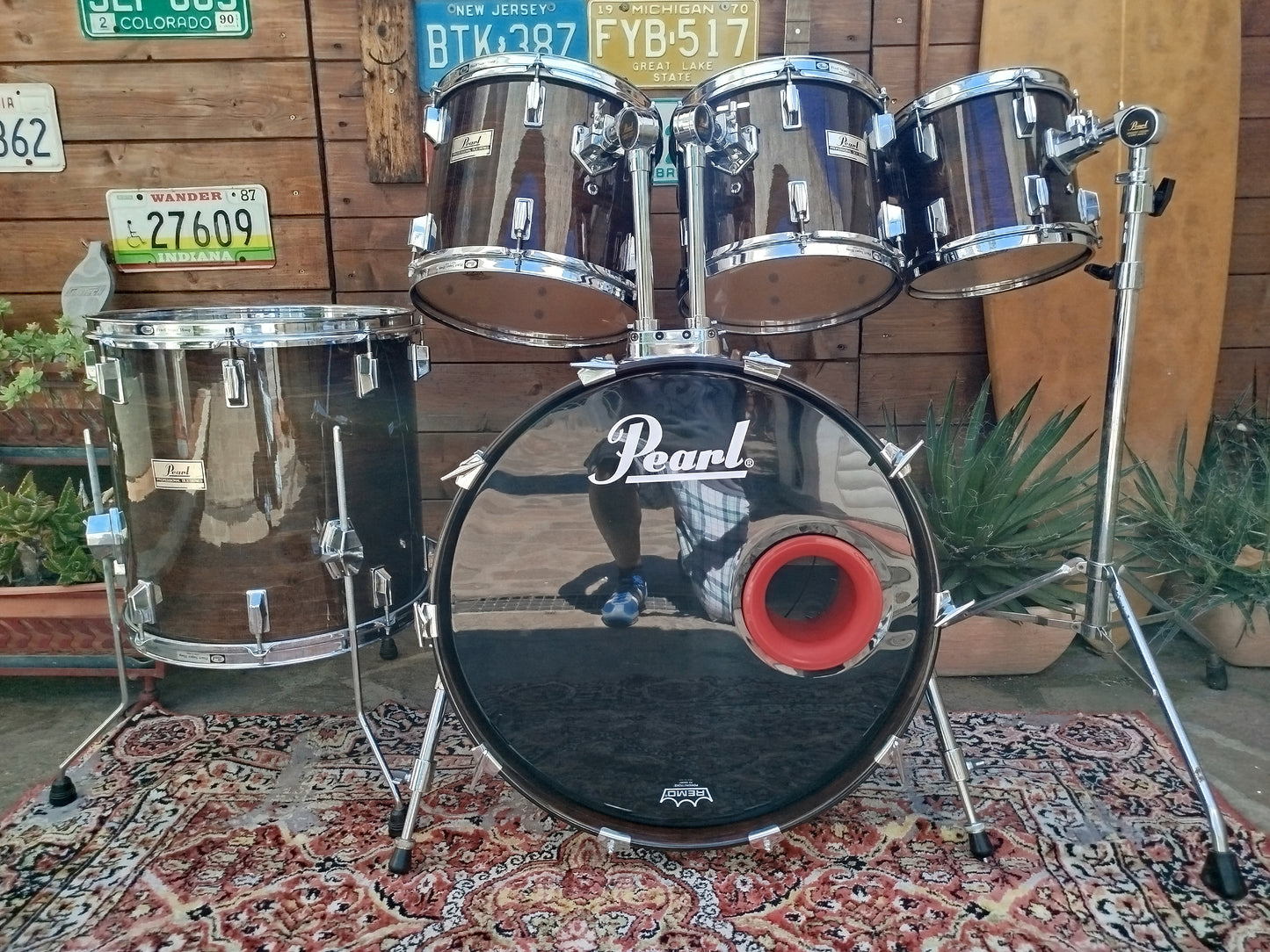 PEARL DLX 1984, Dark Walnut made in Japan+ TAMBURO Formula Maple 10"x9".