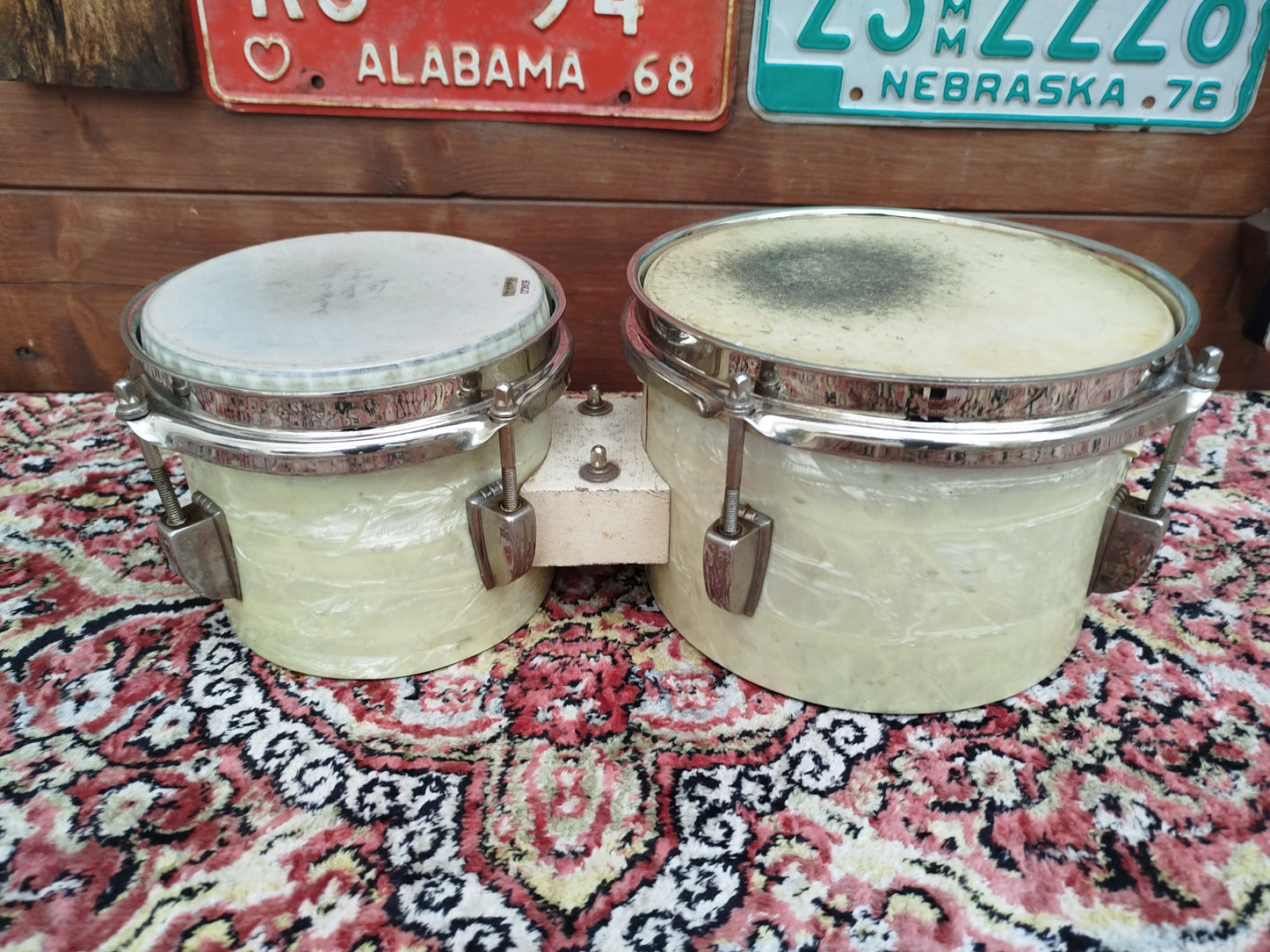 WFL 6" & 8" Bongales 1940s, White Marine Pearl.