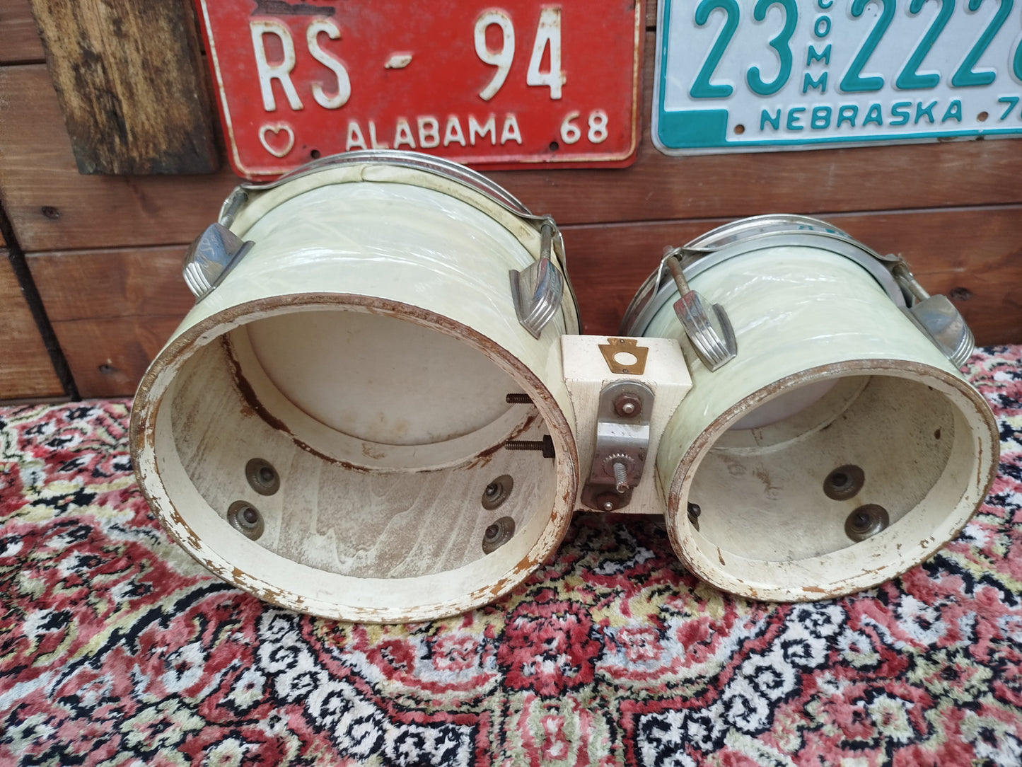 WFL 6" & 8" Bongales 1940s, White Marine Pearl.