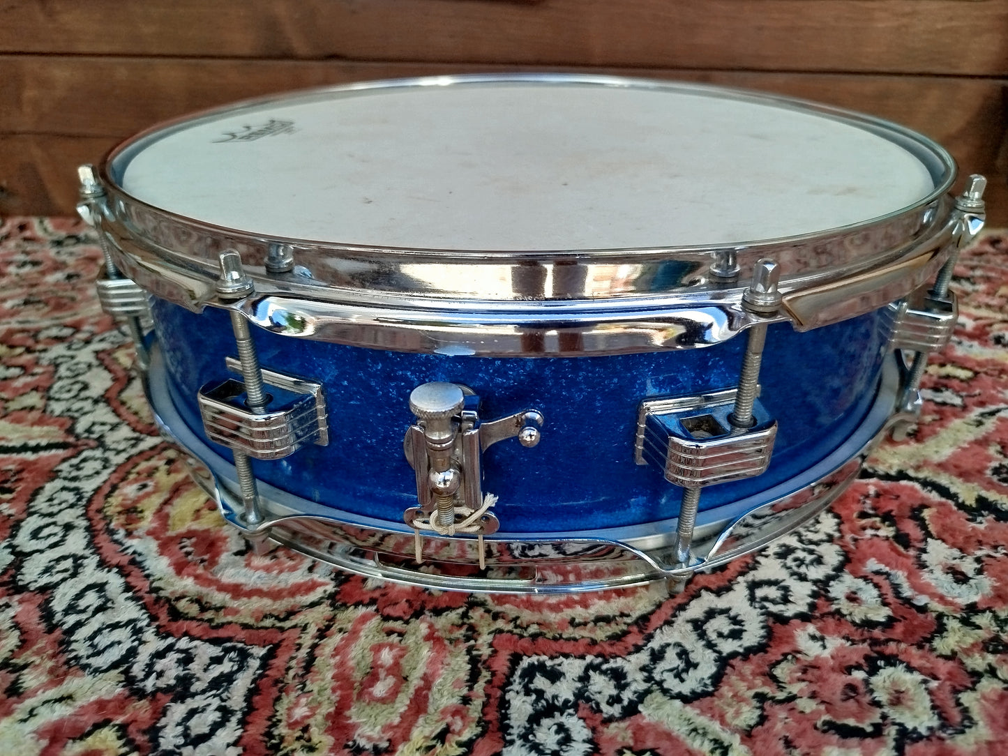 LUDWIG Downbeat 14"x4" Blue Sparkle, 1965.