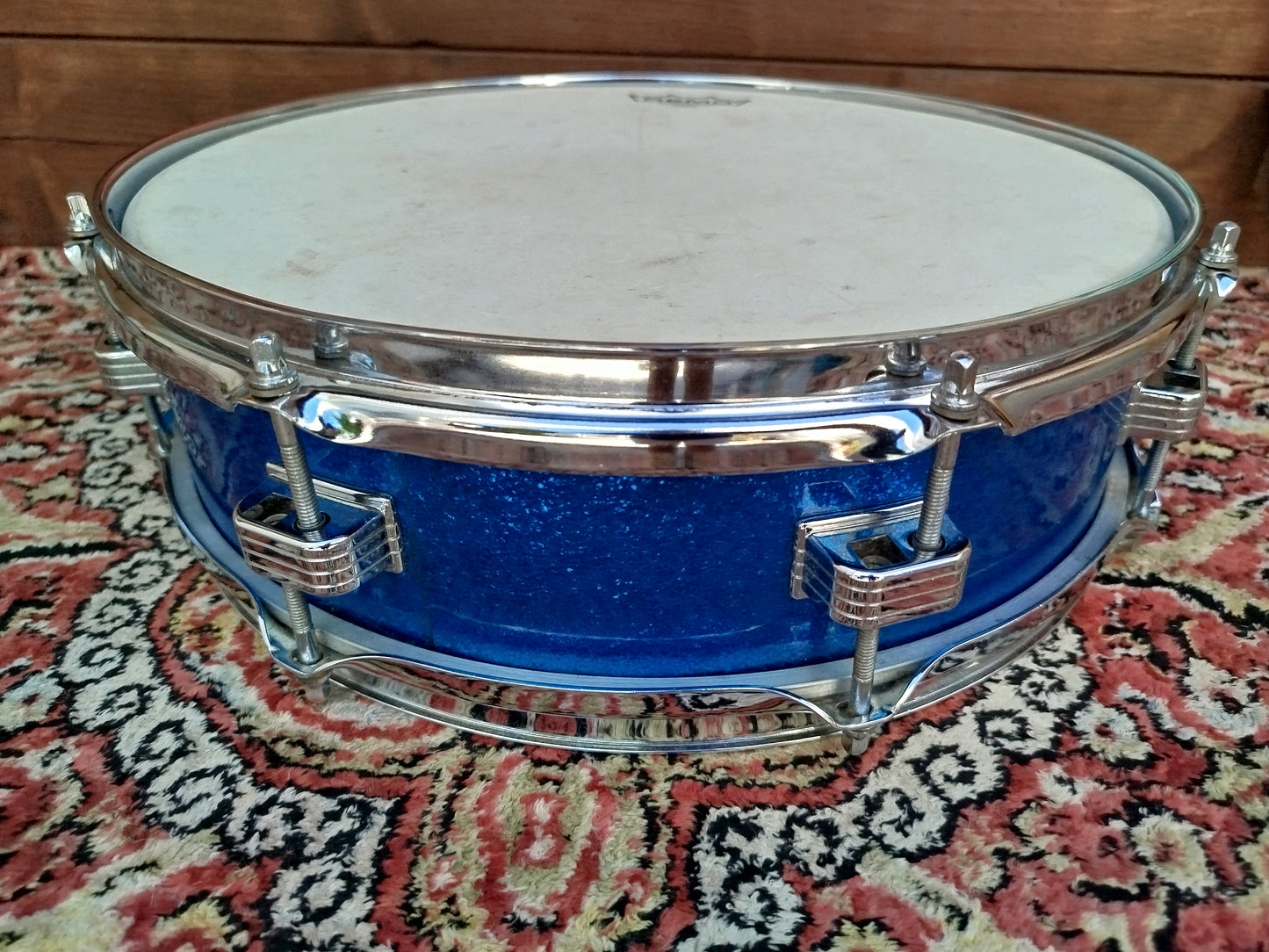 LUDWIG Downbeat 14"x4" Blue Sparkle, 1965.