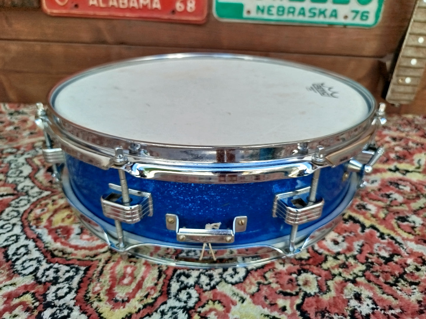 LUDWIG Downbeat 14"x4" Blue Sparkle, 1965.