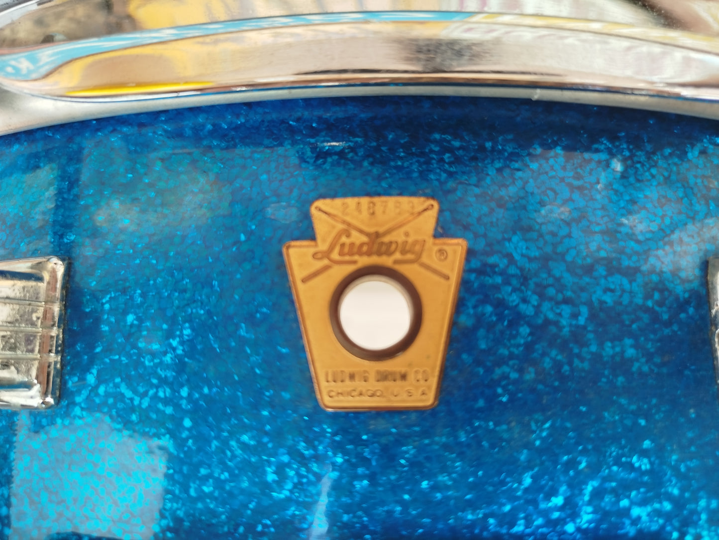 LUDWIG Downbeat 14"x4" Blue Sparkle, 1965.