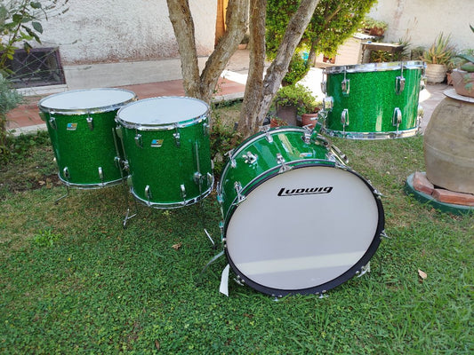 LUDWIG 24”-14”-16”-18”, Green Glitter, 1975/76.