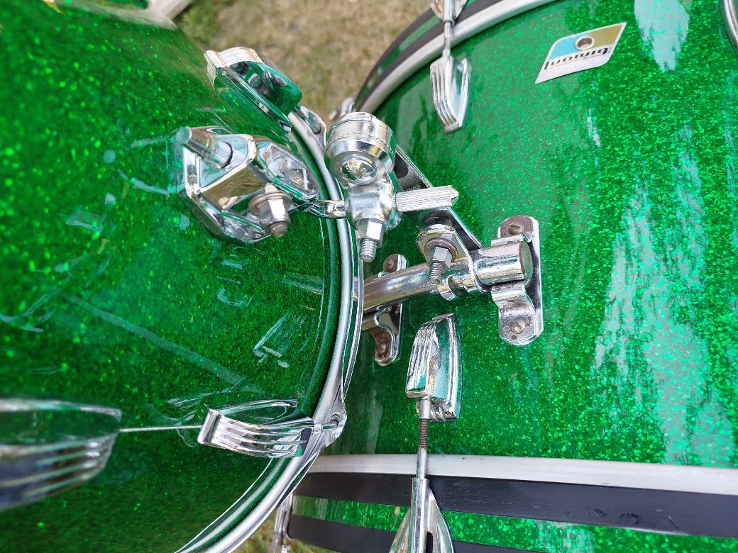 LUDWIG 24”-14”-16”-18”, Green Glitter, 1975/76.