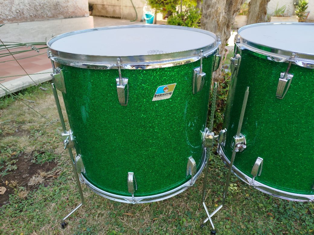 LUDWIG 24”-14”-16”-18”, Green Glitter, 1975/76.