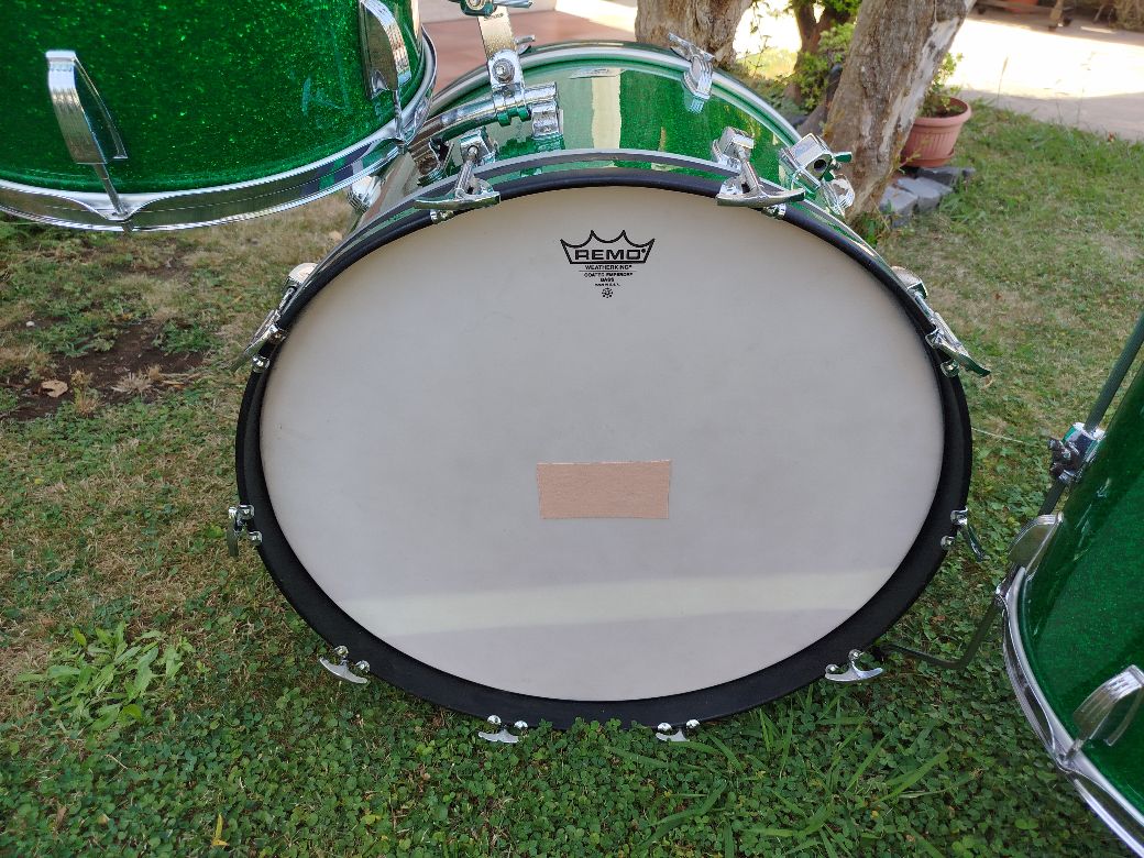 LUDWIG 24”-14”-16”-18”, Green Glitter, 1975/76.