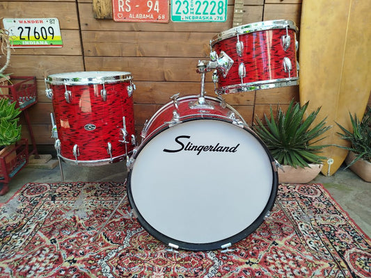 SLINGERLAND Modern Jazz Outfit, Red Tiger Pearl. 1973.