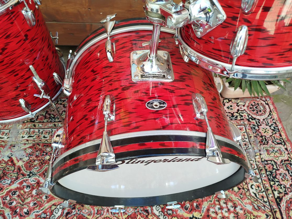 SLINGERLAND Modern Jazz Outfit, Red Tiger Pearl. 1973.