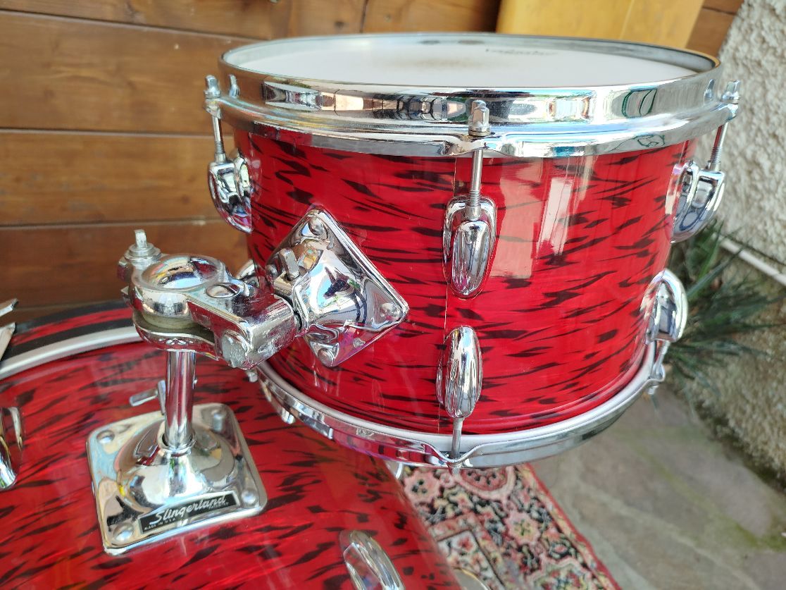 SLINGERLAND Modern Jazz Outfit, Red Tiger Pearl. 1973.